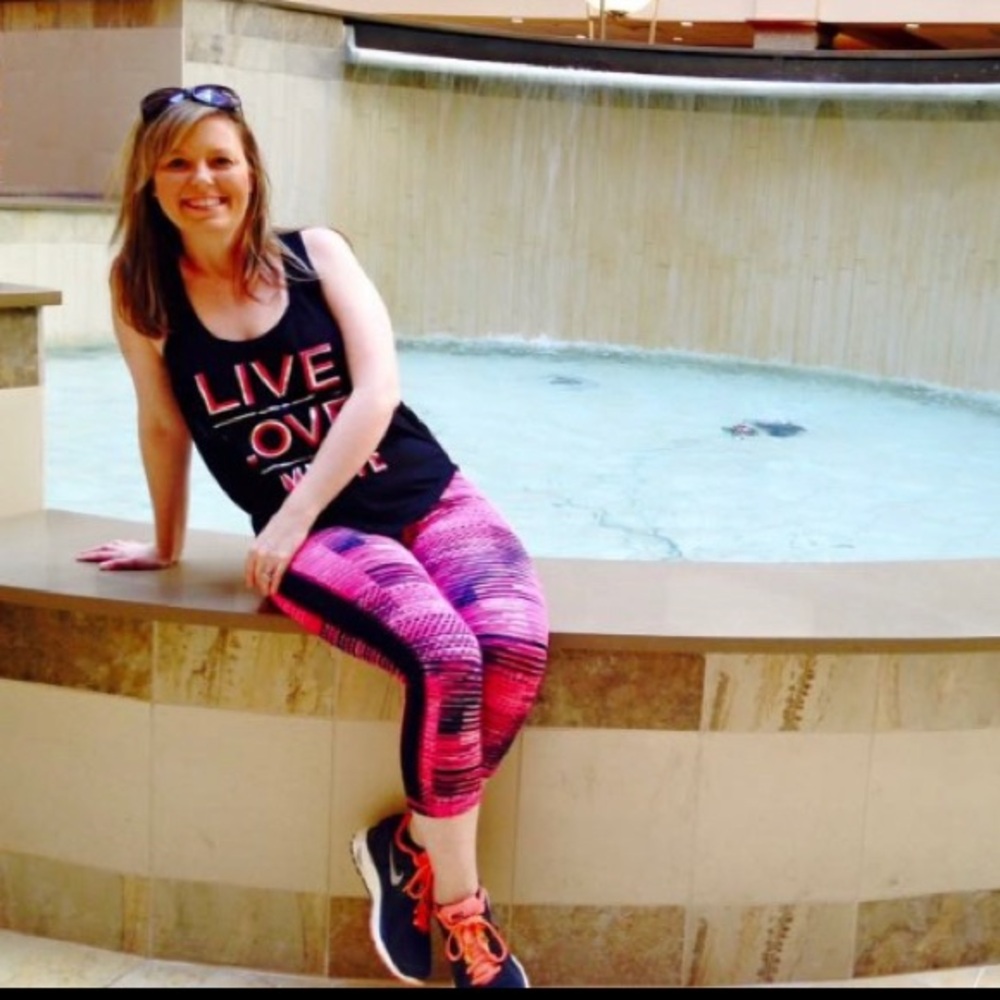 Live Love Dream Brand, Pink and Black Leggings (only) with Abstract Pattern